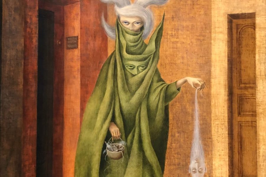 Mujer saliendo del psicoanalista (Podría ser Juliana). Remédios Varo. 1960